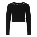 T-shirt crop fille manches longues avec perles
