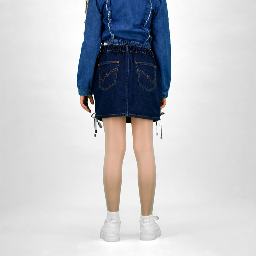 Jupe fille en jeans avec lacets