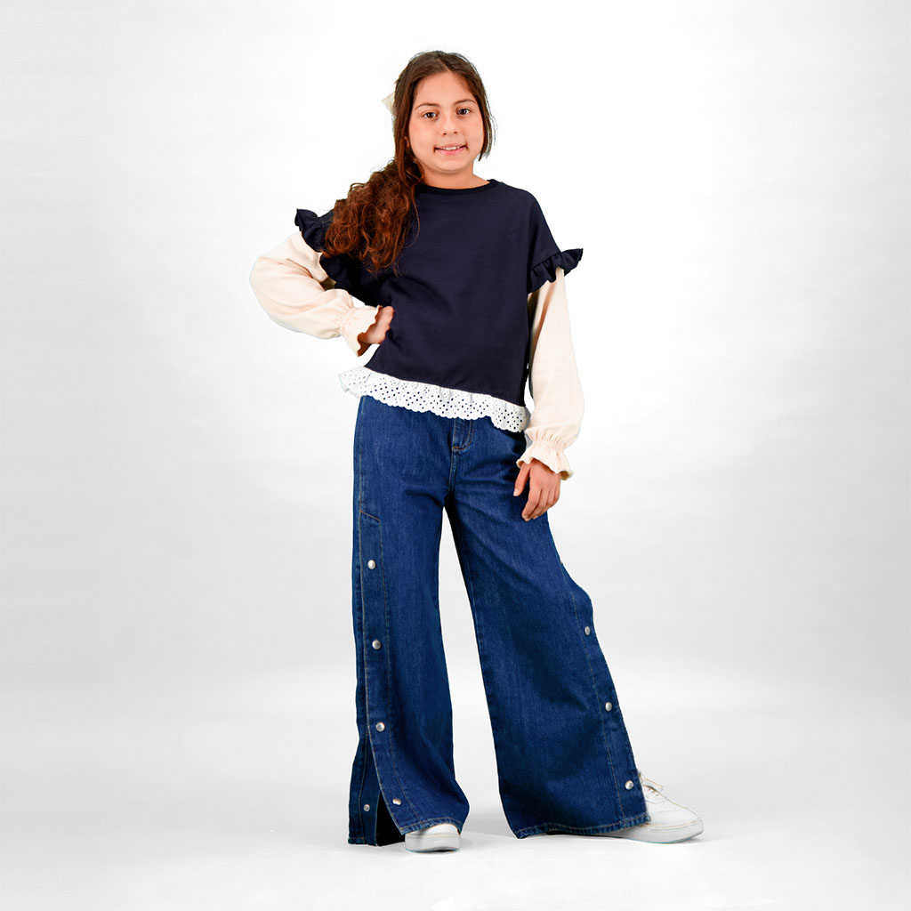 Sweat fille avec volants