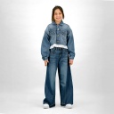 Wide leg jeans unisexe bicouleurs