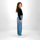 T-shirt crop fille manches longues avec perles