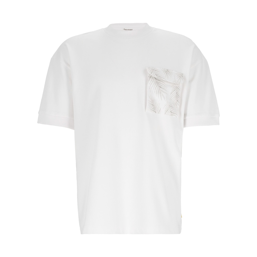 Sweat homme manches courtes avec poche soufflet imprimé feuille