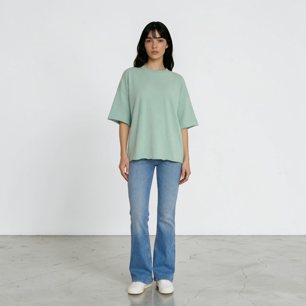 Sweat oversized femme manches courtes   avec broderie