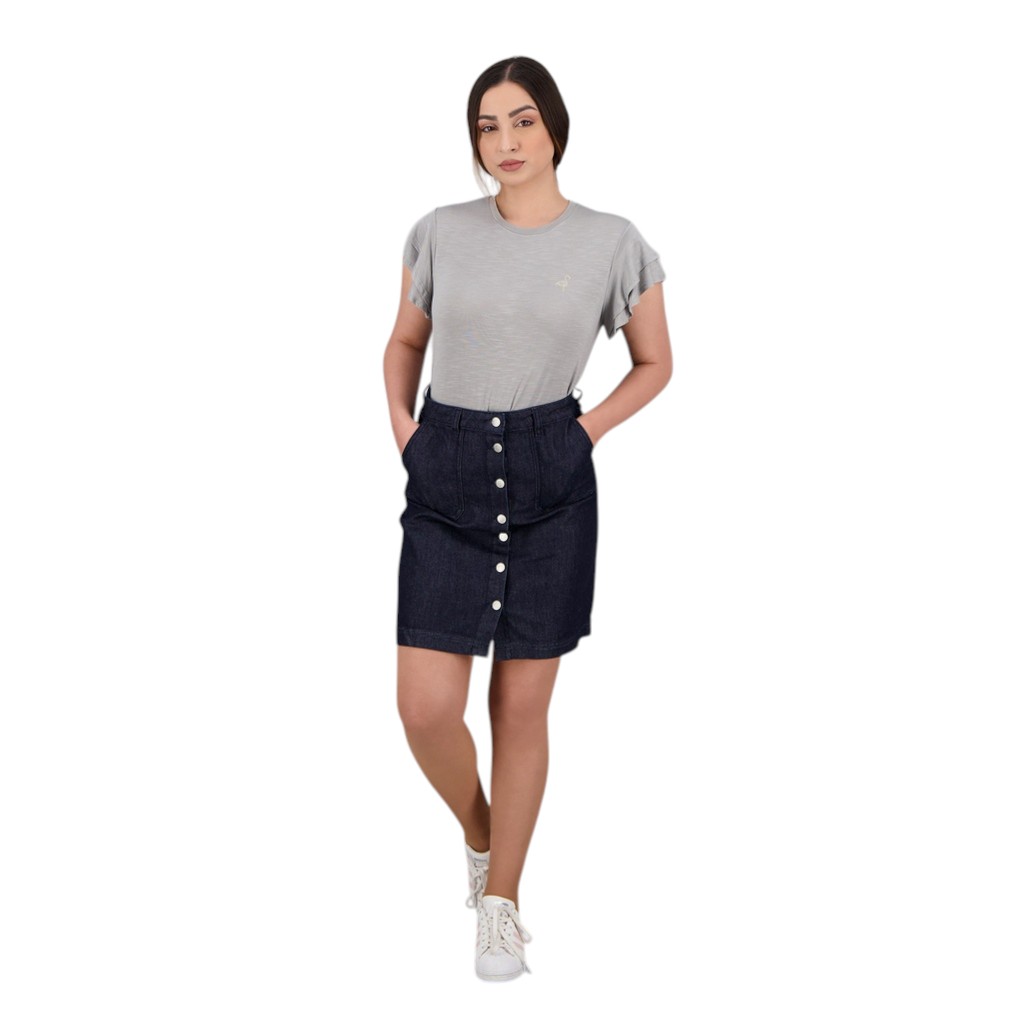 T-shirt femme manches courtes avec volant et broderie