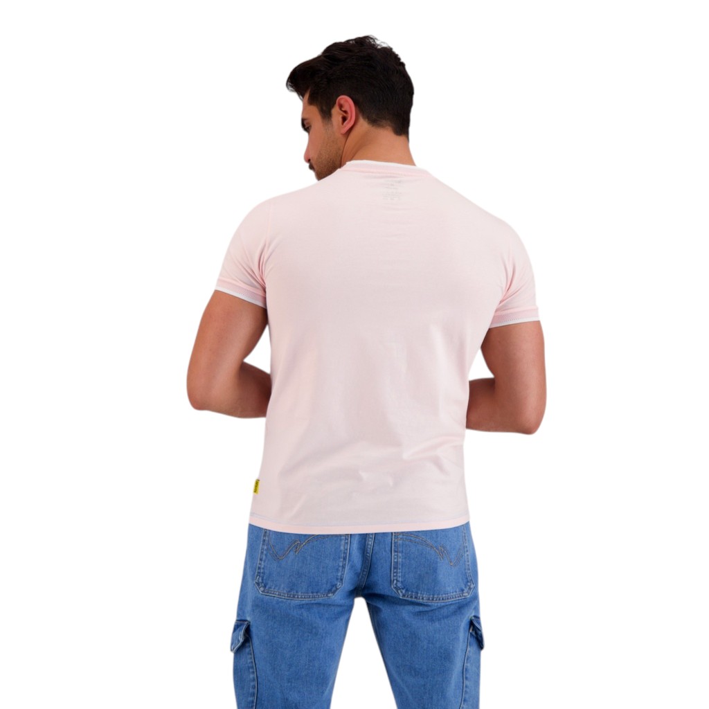 T-shirt homme manches courtes avec bande rectiligne et broderie