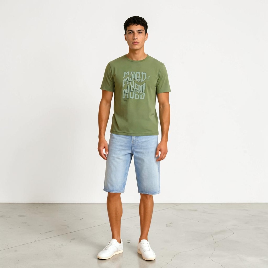 T-shirt homme manches courtes délavé MOOD عال العال