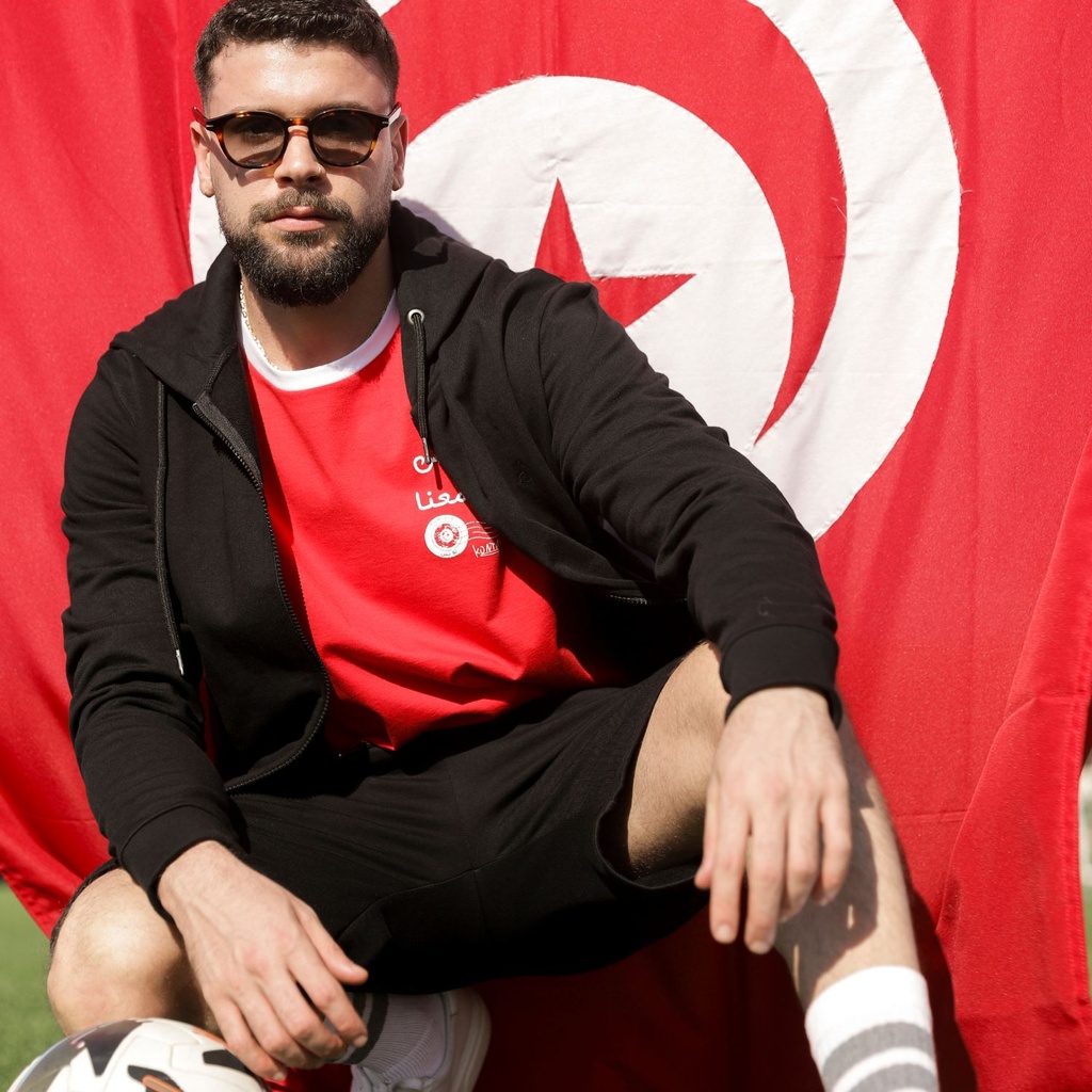 T-shirt unisexe manches  courtes contrasté  تونس تجمعنا