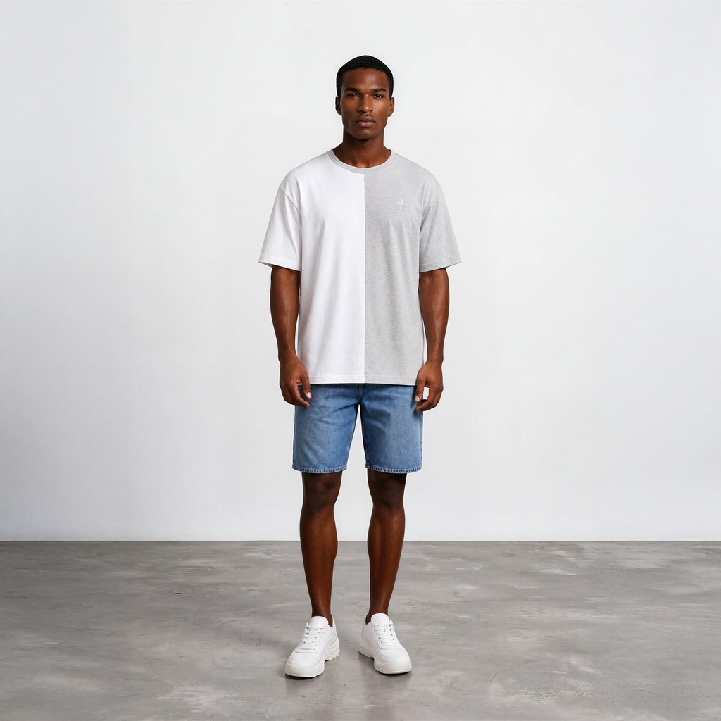 T-shirt oversized  homme manches  courtes bi-couleurs Alo ألو ياشبابي وينك