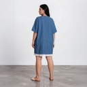Jebba courte femme en jeans avec broderie anglaise -THURAYA