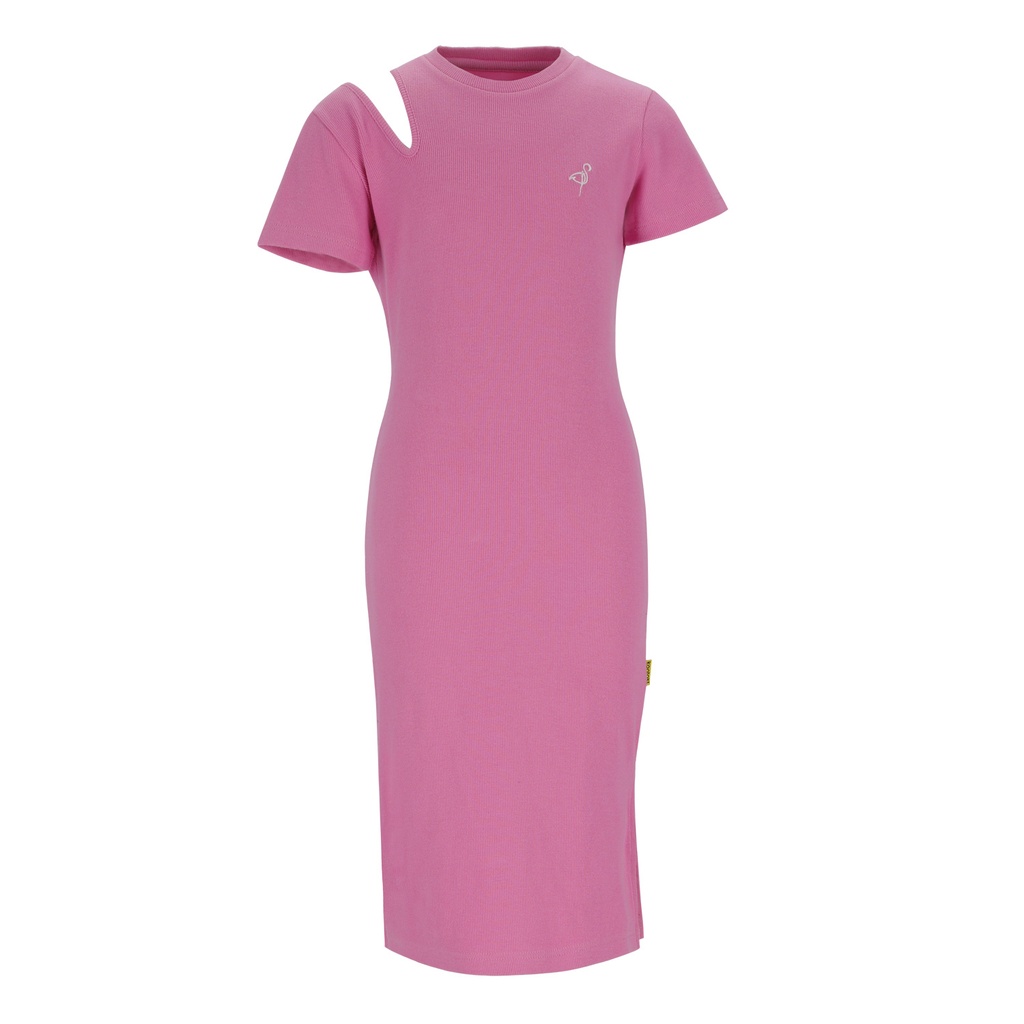 Robe côtelé fille manches courtes avec cut out