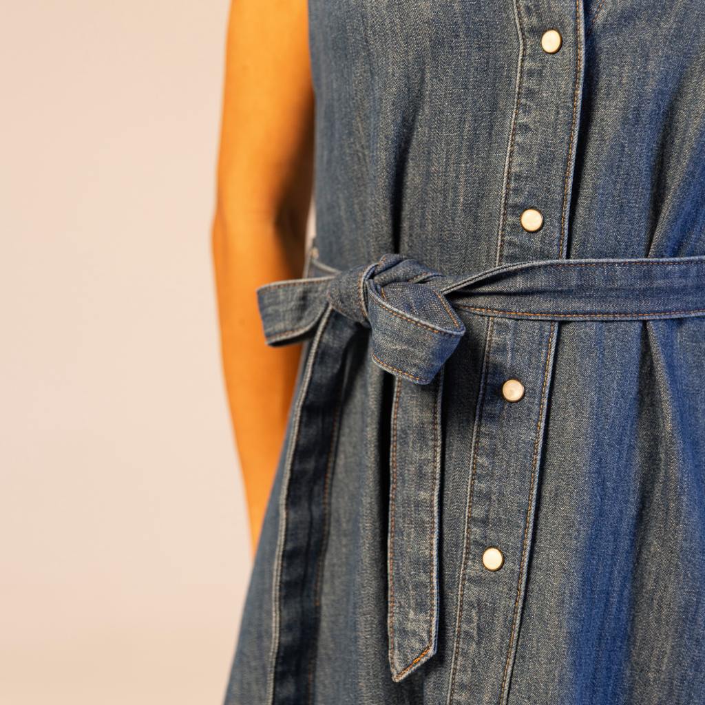 Robe chemise femme sans manche en lin