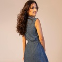 Robe chemise femme sans manche en lin