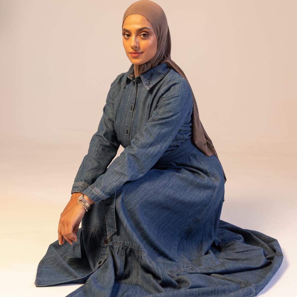 Robe chemise longue femme avec volants en lin