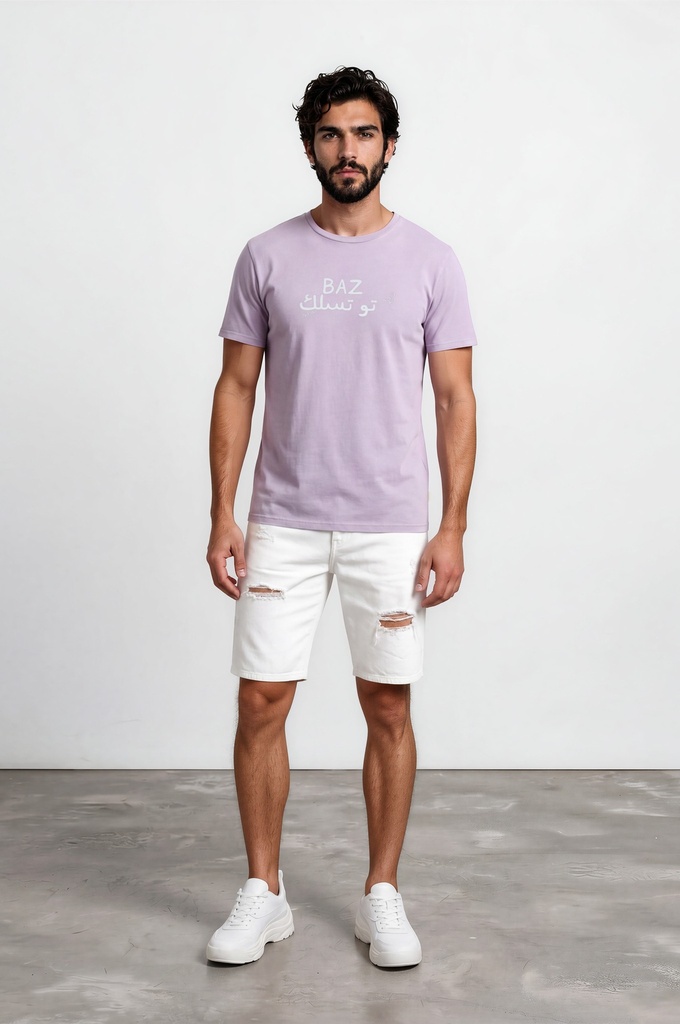 T-shirt unisexe manches courtes délavé  BAZ تو تسلك