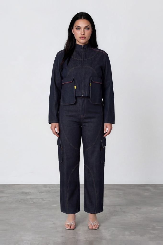 Cropped jacket oversized unisexe  en jeans Selvedge And Raw Look - TUNIS FASHION WEEK 2024