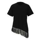 T-shirt asymétrique femmme avec dentelle manches courtes