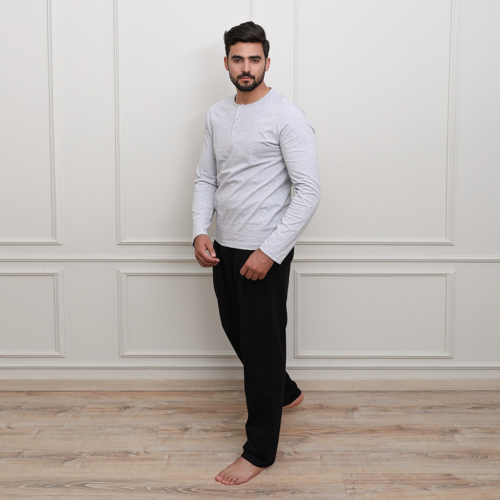 PYJAMA HOMME MANCHES LONGUES AVEC PATTE DE BOUTONNAGE