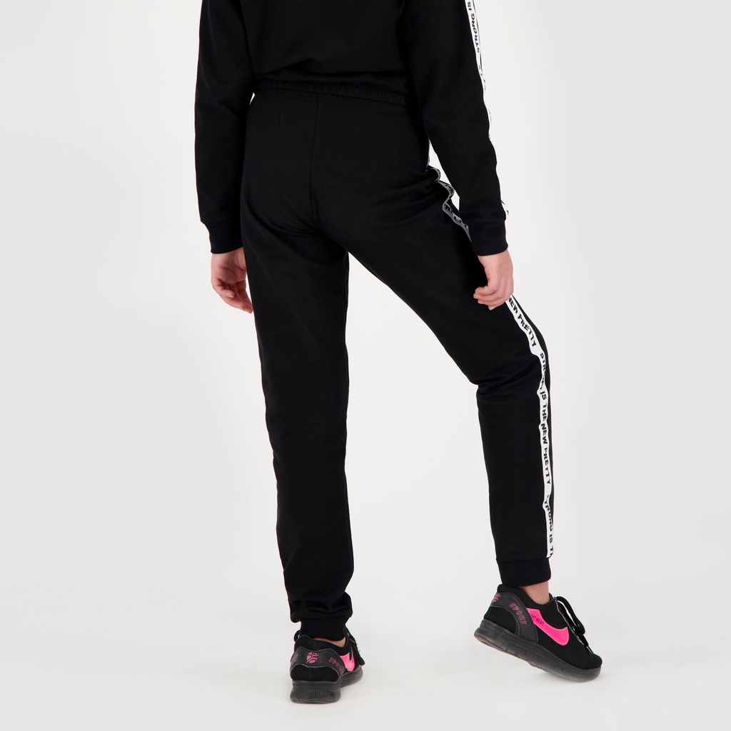 JOGGER SLIM FILLE EN MOLLETON AVEC BANDE COTÉ STRONG IS THE NEW PRETTY