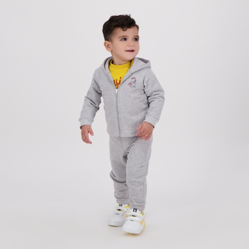 [05-010-35-06-K025-12M] Jogger bébé unisexe en molleton (Gris Chiné, 12M)