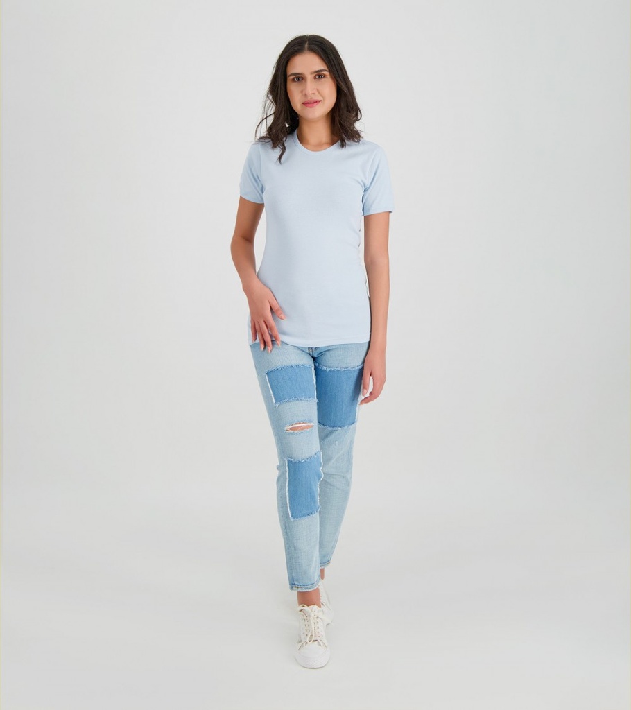 T-shirt côtelé femme manches courtes basic