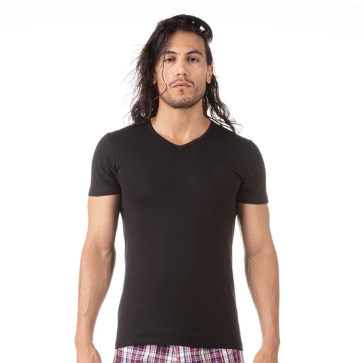 T-shirt homme col V en coton pur