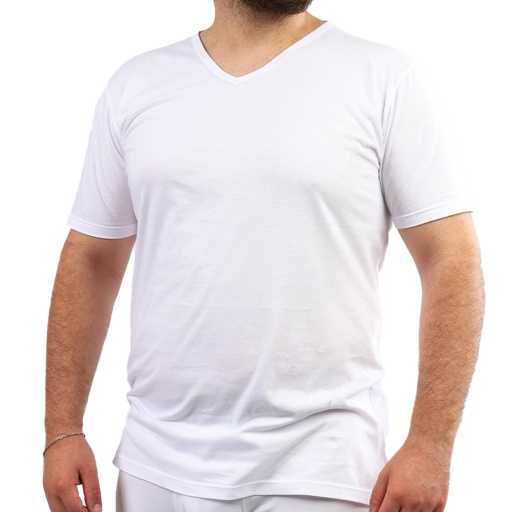 T-shirt col V grandes tailles en coton pur