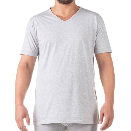 T-shirt col V grandes tailles en coton pur
