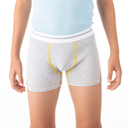 Boxer garçon avec surpiqures contrastées en coton stretch