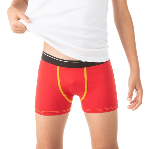 Boxer garçon avec surpiqures contrastées en coton stretch