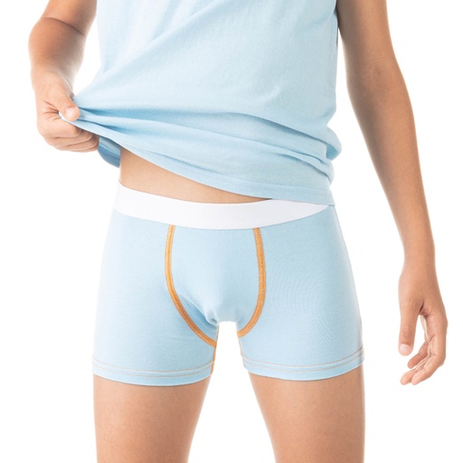 Boxer garçon avec surpiqures contrastées en coton stretch