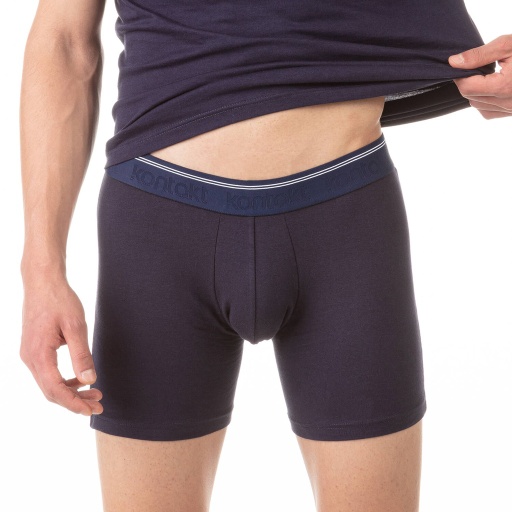 [05-010-06-016-K219-L] Boxer homme en coton stretch (Bleu   Marine, L)