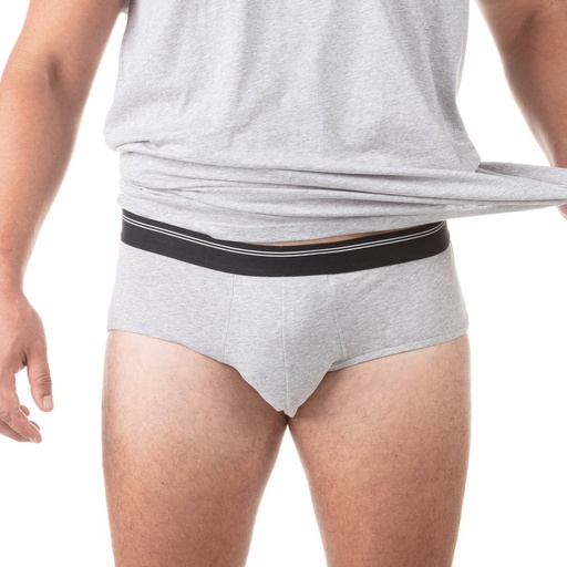 [05-010-20-021-K025-3XL] Slip midi grandes tailles en coton stretch (Gris Chiné, 3XL)