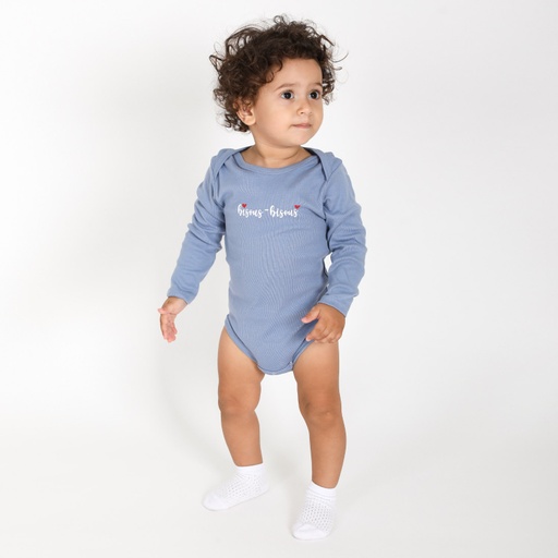 [05-010-03-031-K398-12M] Body bébé manches longues BISOUS (12M)