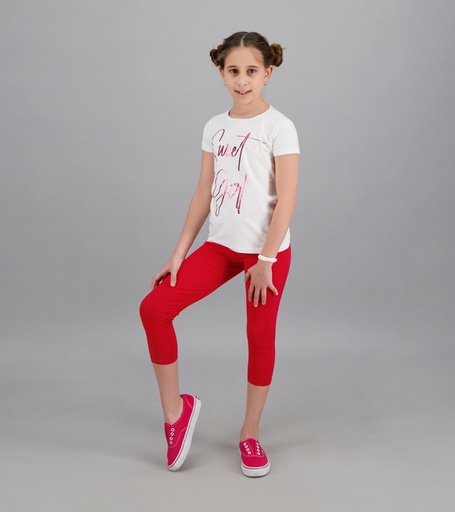[05-010-37-013-K049-10A] Legging capri fille (Rouge, 10A)
