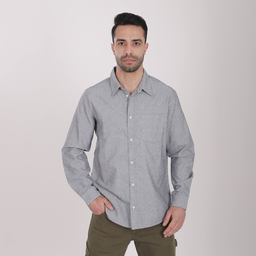 Chemise homme manches longues à fines rayures