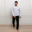 Pyjama homme manches longues avec patte de boutonnage