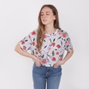 T-shirt femme crop top imprimé fleur