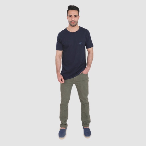 [05-010-02-427-K015-L] T-shirt homme manches courtes avec broderie (Bleu Marine, L)