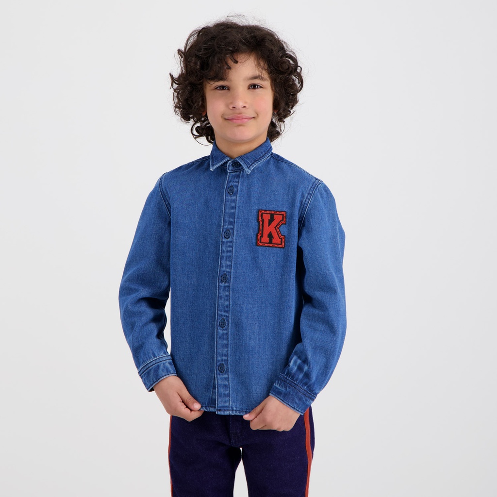 Chemise garçon en jeans avec patch K