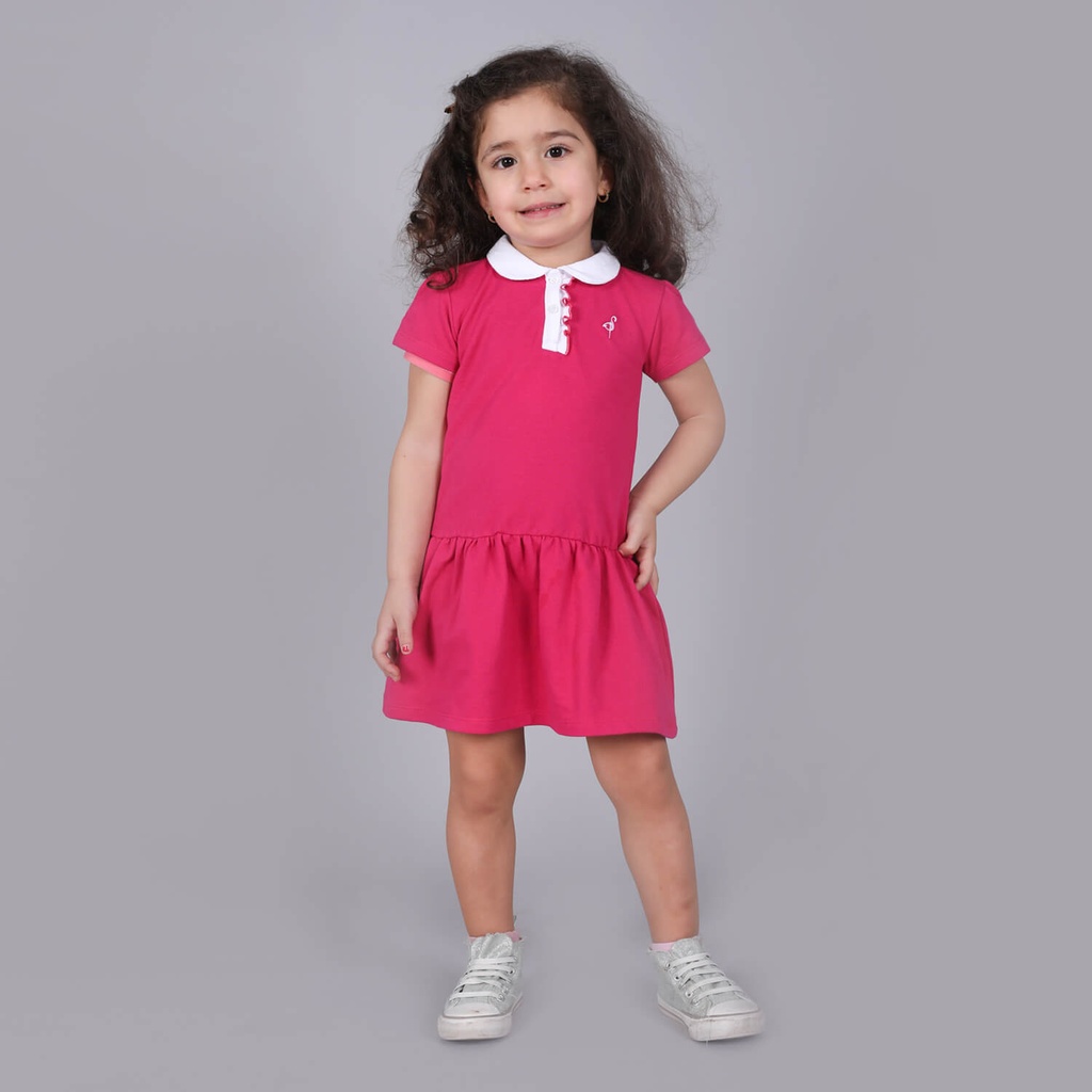 Robe polo bébé manches courtes avec volant et broderie