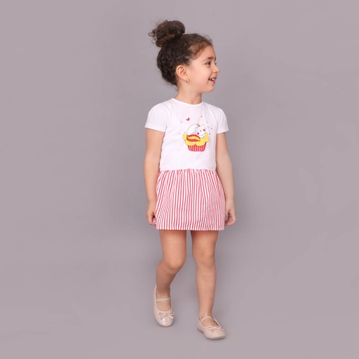 [05-010-17-052-K569-12M] Robe bébé manches courtes avec volant CUPCAKE (12M)