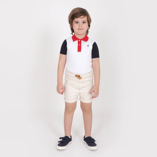 Polo bébé body manches courtes contrastées avec broderie