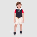 Polo bébé body manches courtes contrastées avec broderie