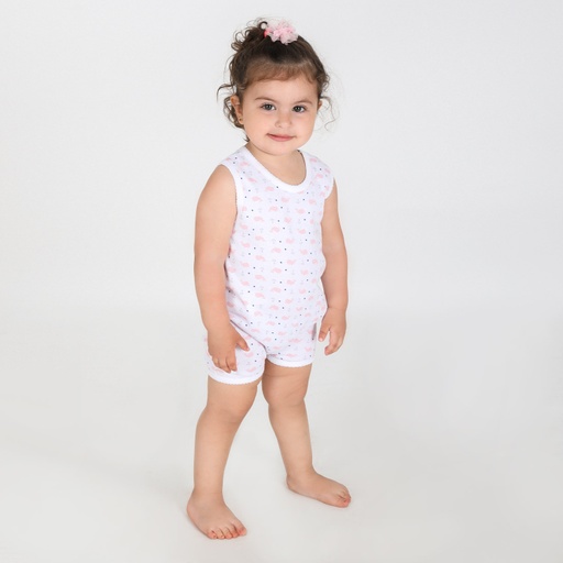 [05-010-98-006-K637-12M] Barboteuse bébé sans manches imprimé BALEINE (Imprimé Baleine Rose, 12M)