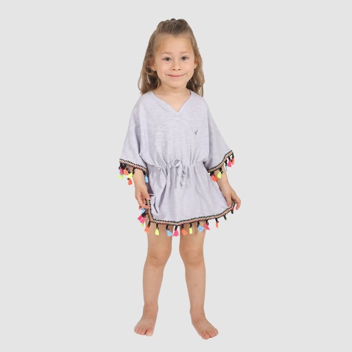 [05-010-99-003-K154-12M] Cache maillot bébé avec cordon de serrage et pompons (Violet Clair, 12M)