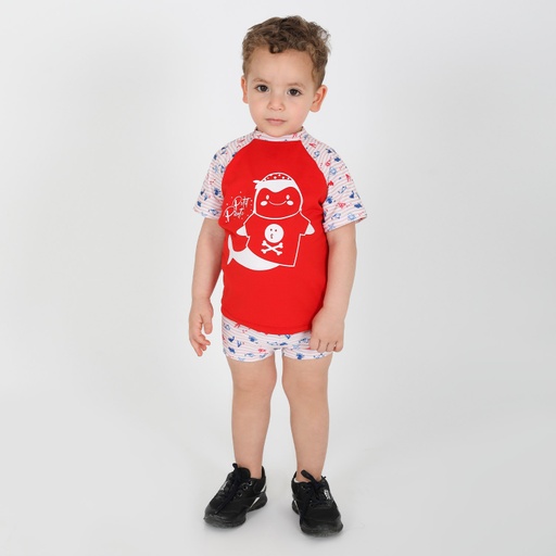 [05-010-71-008-K644-12M] Ensemble bébé t-shirt et short de bain PETIT PIRATE (12M)