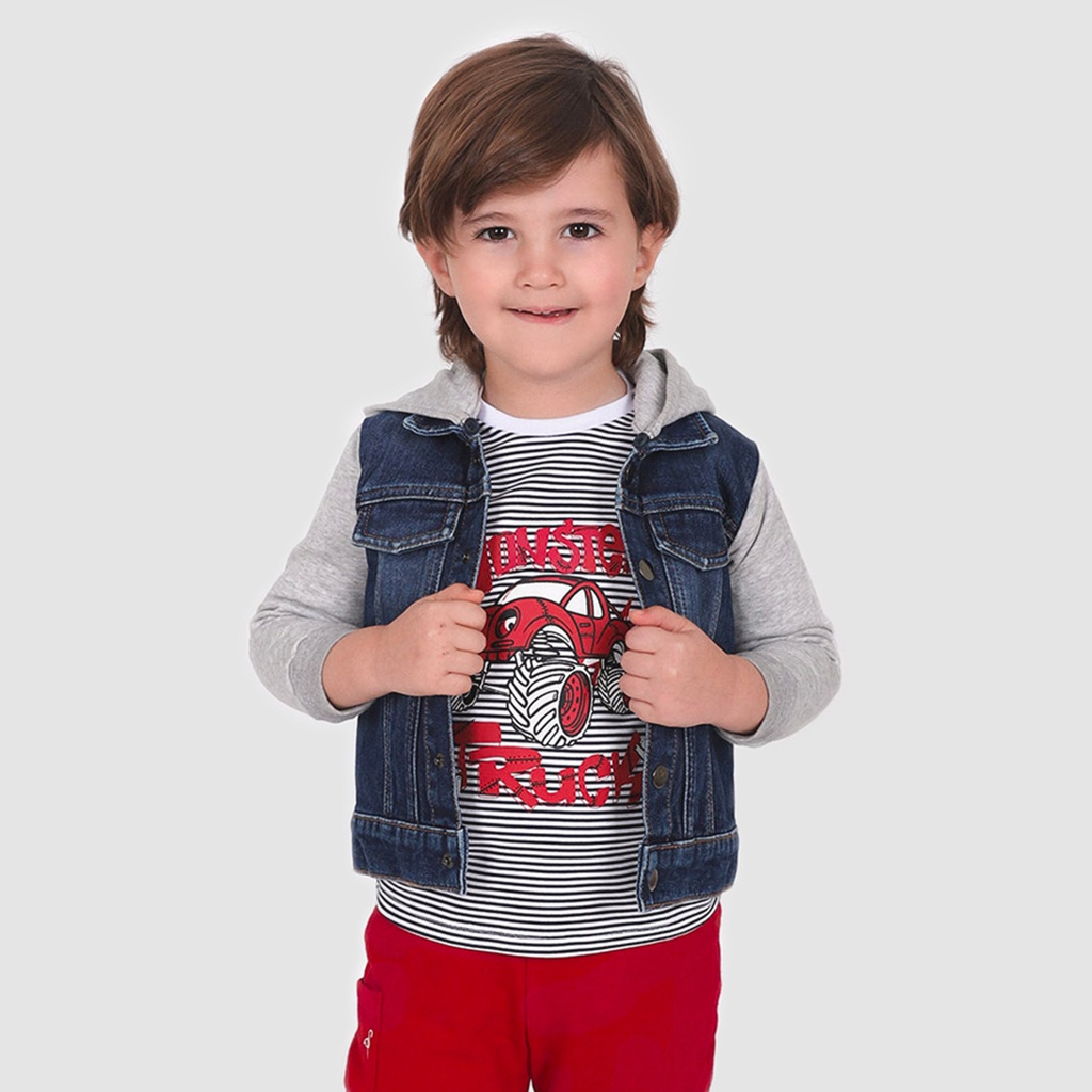 Veste en jeans bébé avec manches et capuche en molleton