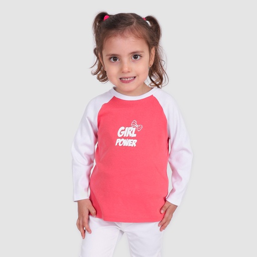 T-shirt côtelé bébé manches raglan GIRL POWER