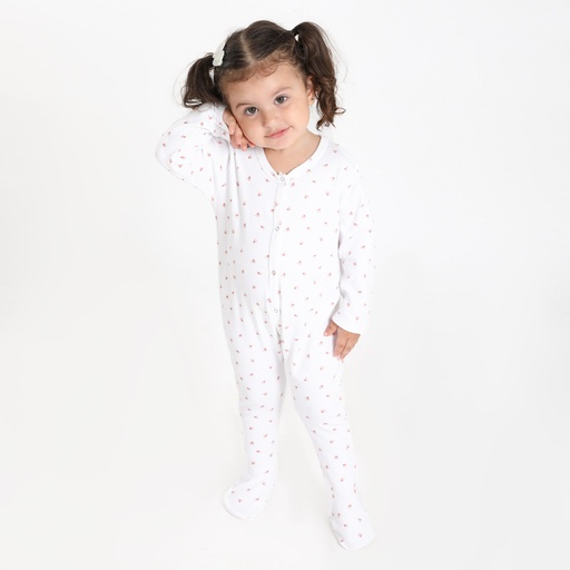 [05-010-63-004-K529-12M] Grenouillère bébé avec bouton imprimé flower (12M)