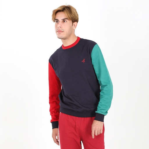 Sweat homme manches contrastées avec broderie